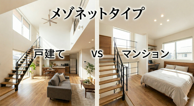 メゾネットタイプの戸建てとマンションを比較した画像