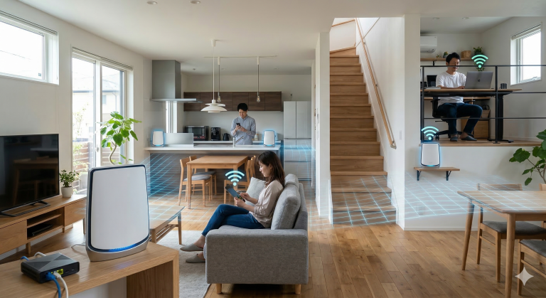 屋内でメッシュWi-Fiを使っている画像