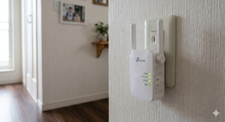 コンセントに刺さったWi-Fi中継器の画像