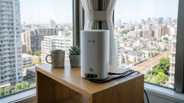 マンションのリビングの5Gホームルーターの画像